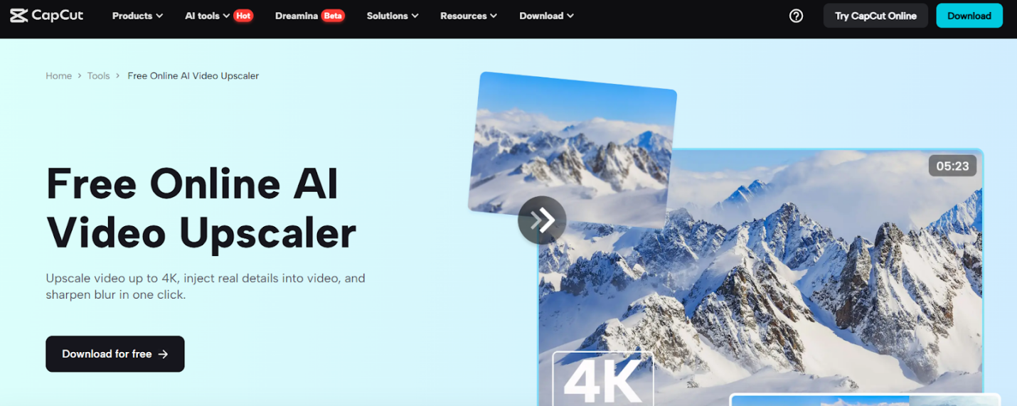 free online AI video upscaler