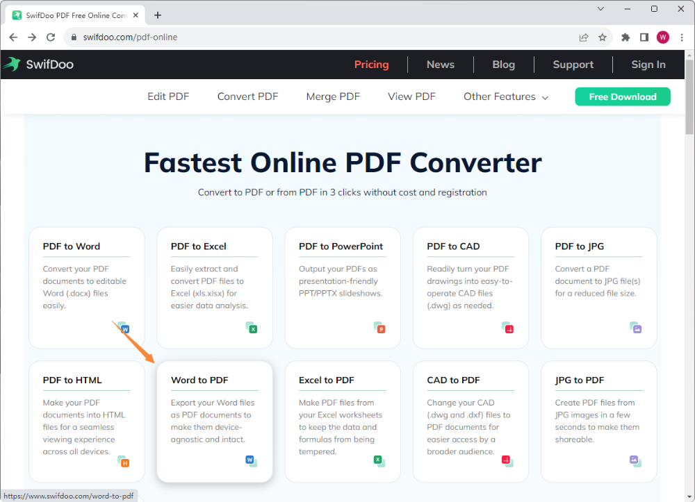 Free Online Word to PDF Cnverter