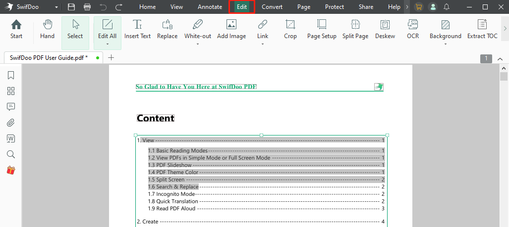 Безплатен PDF редактор за Windows Swifdoo PDF