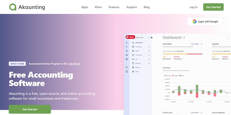 Interface of Akaunting