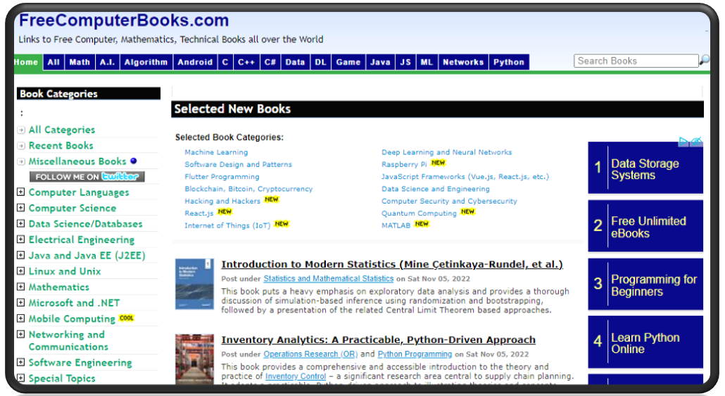FreeComputerBooks a free PDF textbook website