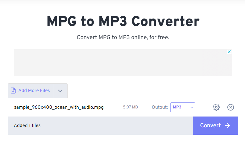 FreeConvert MPG to MP3 Converter