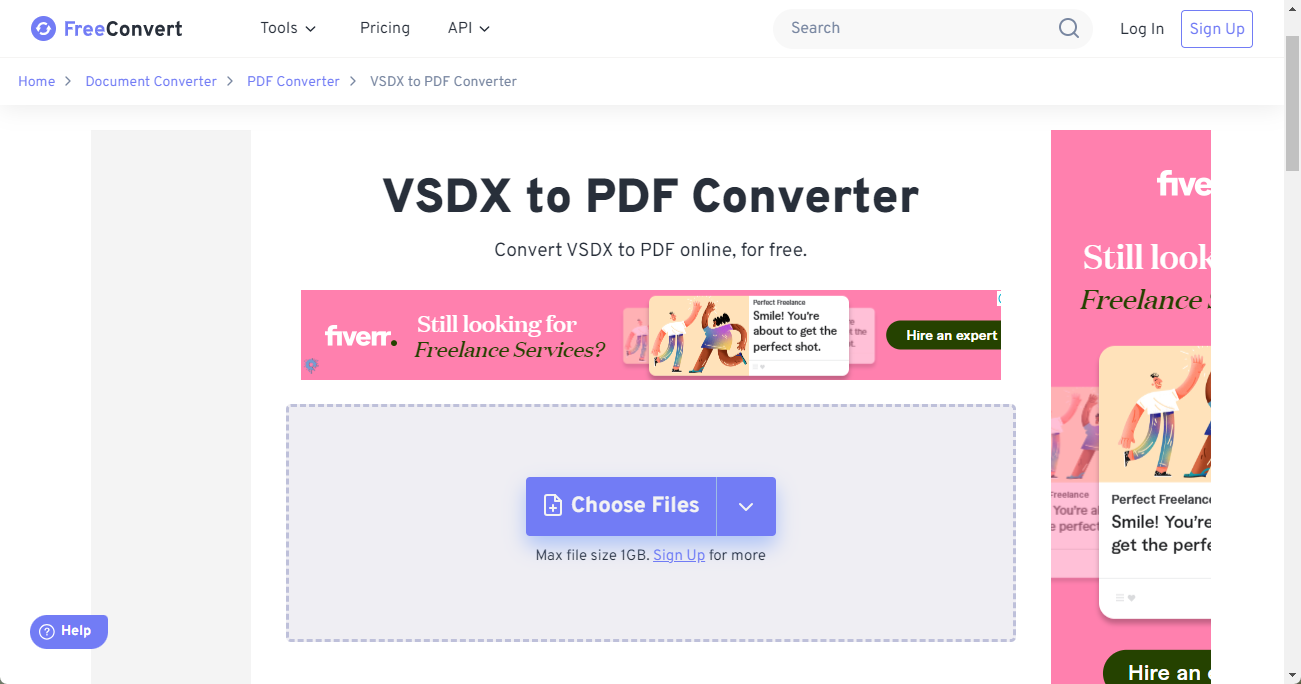 FreeConvert VSDX to PDF Converter
