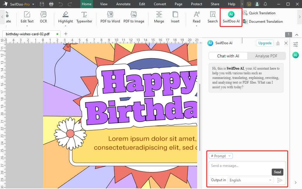 Generate Birthday Wishes with SwifDoo AI