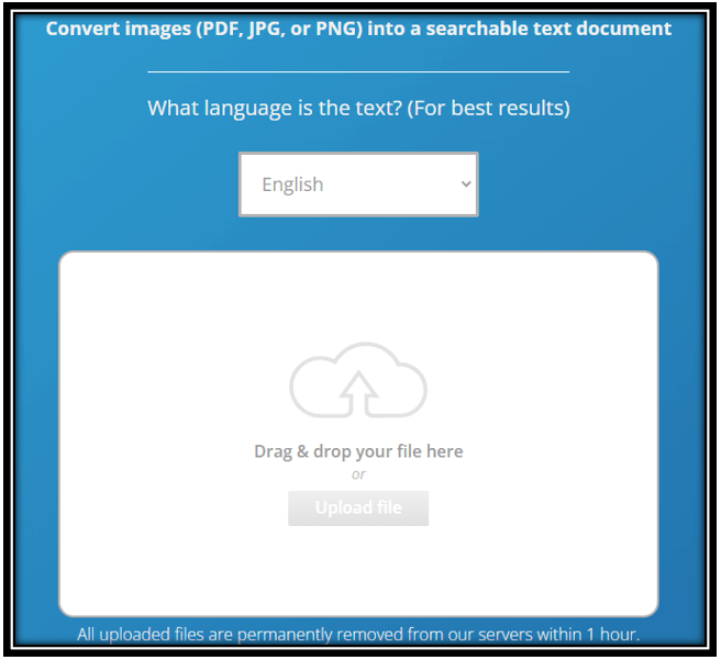 Klicken Sie auf Datei hochladen, um Ihr gescanntes PDF-Dokument hinzuzufügen;