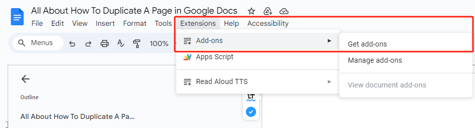 Get Add-ons for Google Docs