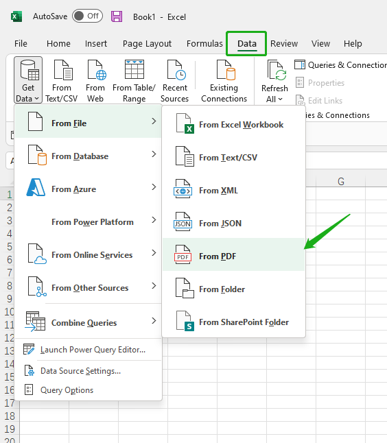Get Data from PDF in Microsoft Excel