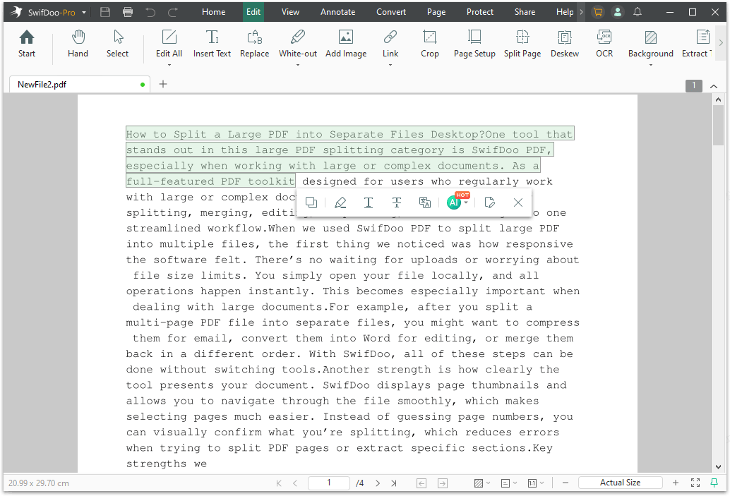 copy-and-paste function in SwifDoo PDF