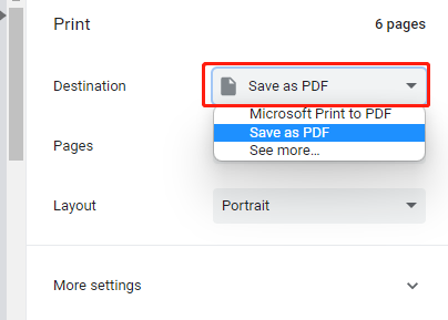 wählen Sie Als PDF speichern im Ziel