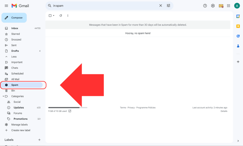 Check Gmail Spam