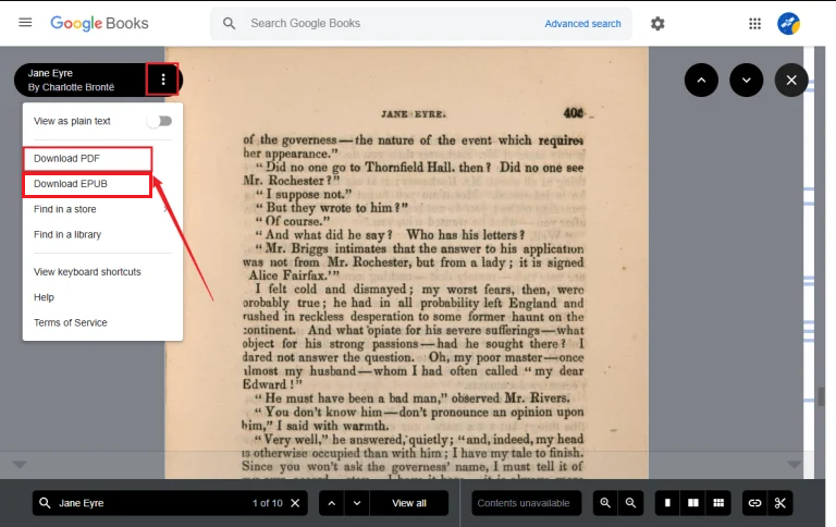 Download Google Books with Google Books own download options