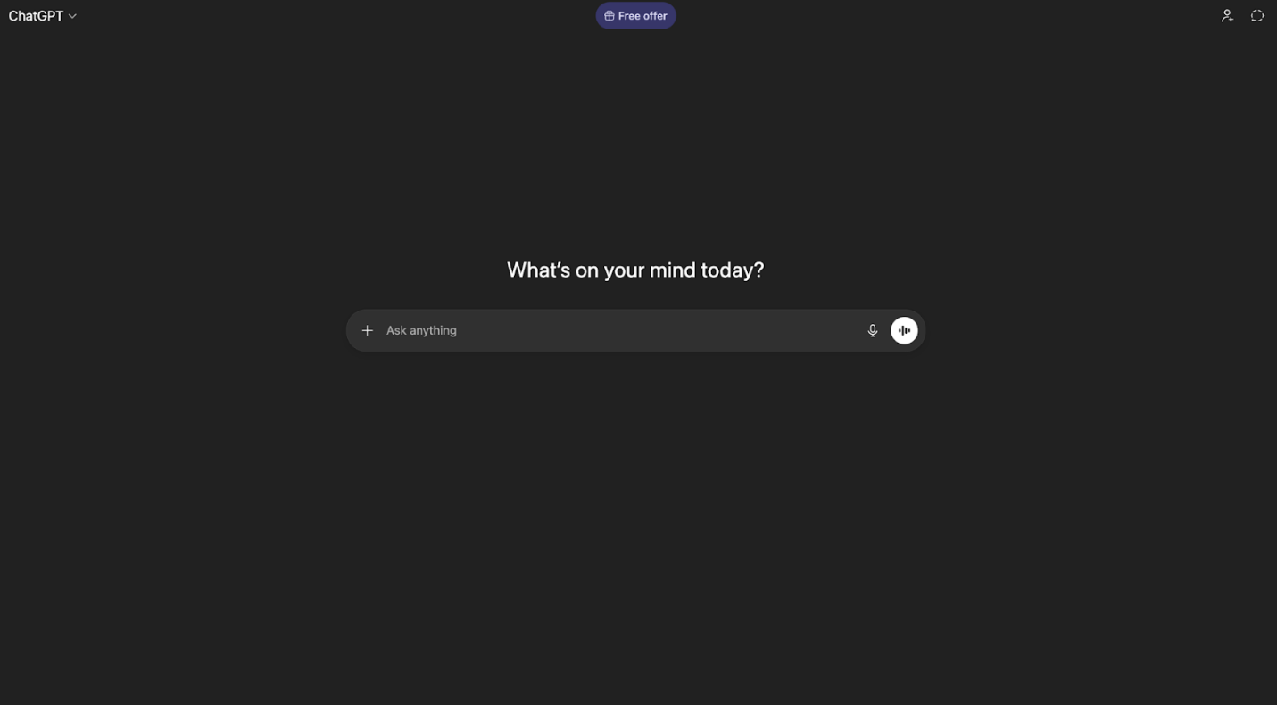 Interface of CharGPT