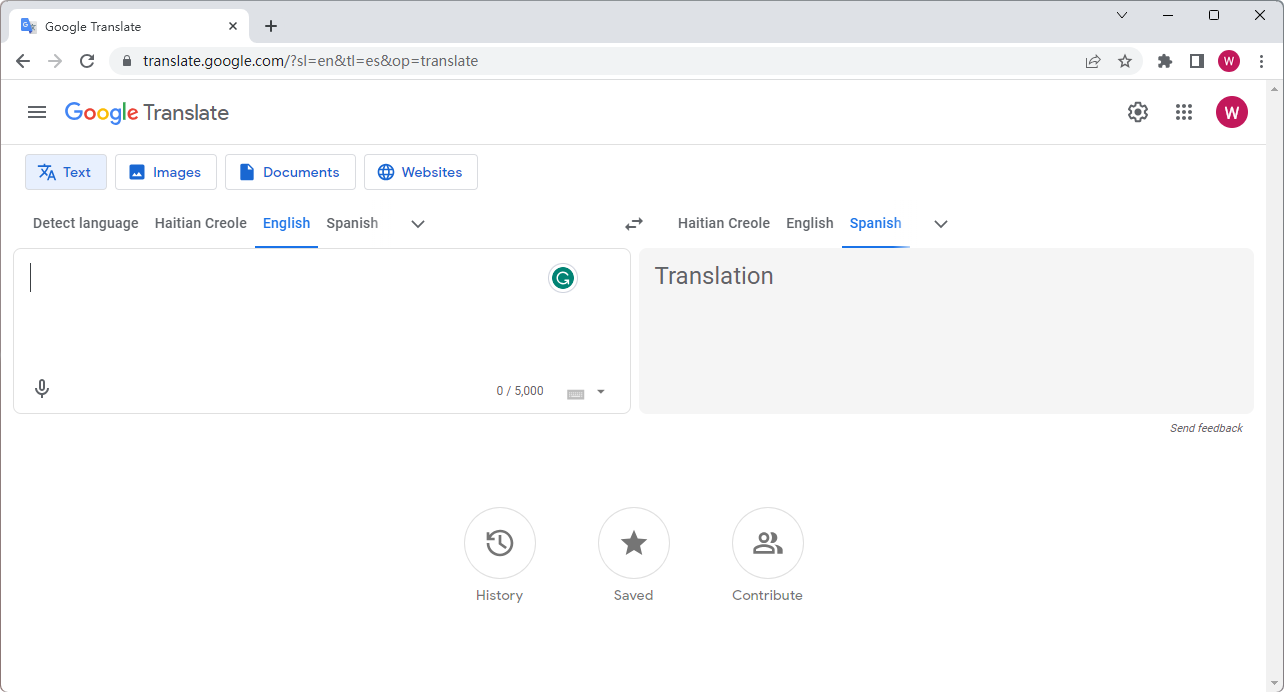 Google Translate English to Spanish