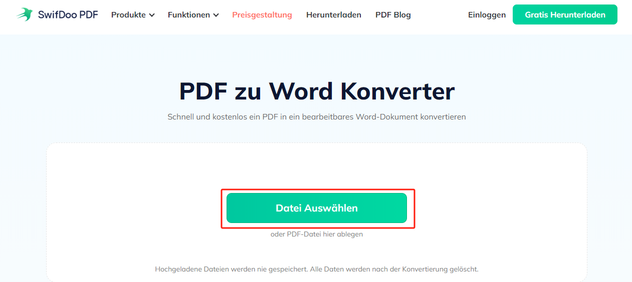 SwifDoo Free Online PDF in Word Konverter