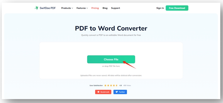 Convert a Gujarati PDF to Word in SwifDoo PDF Online Converter
