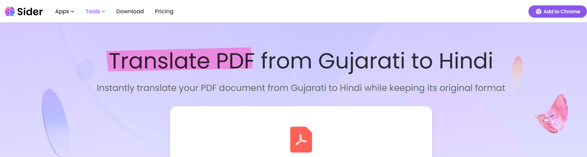 Convert a Gujarati PDF to Hindi Using Sider