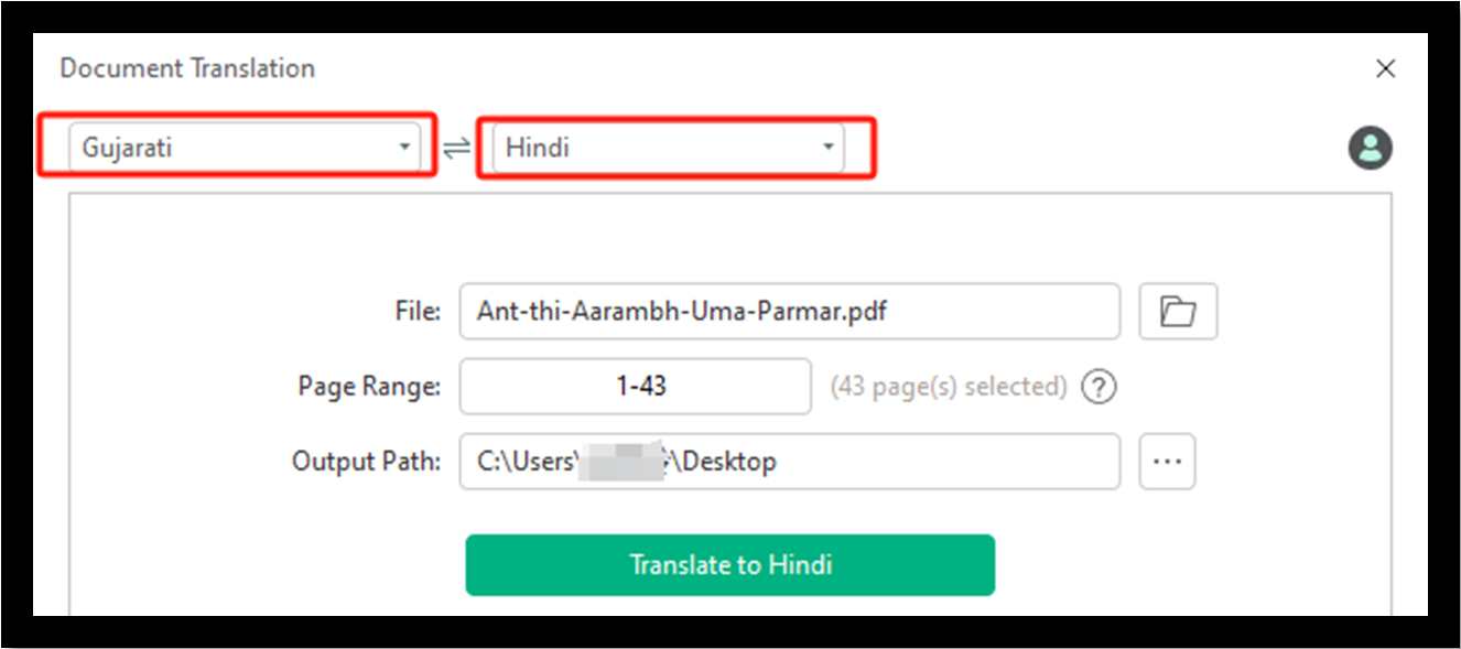 Gujarati to Hindi translation PDF with SwifDoo PDF document translator step 3