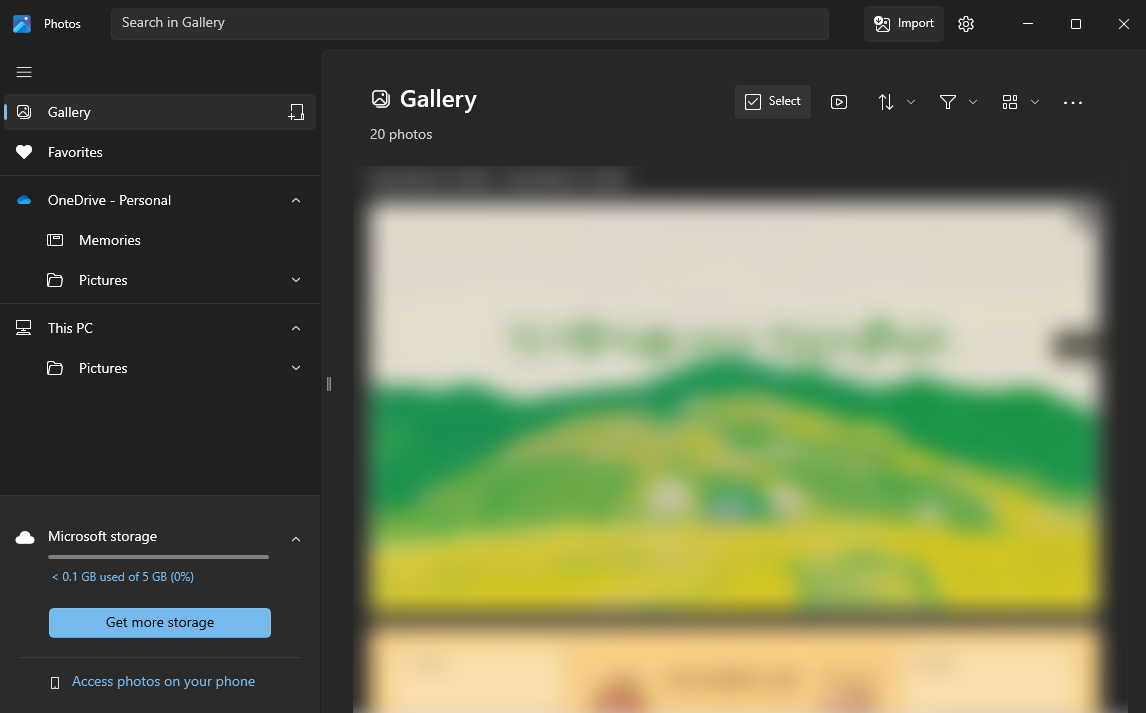 Main interface of the Windows Photos app