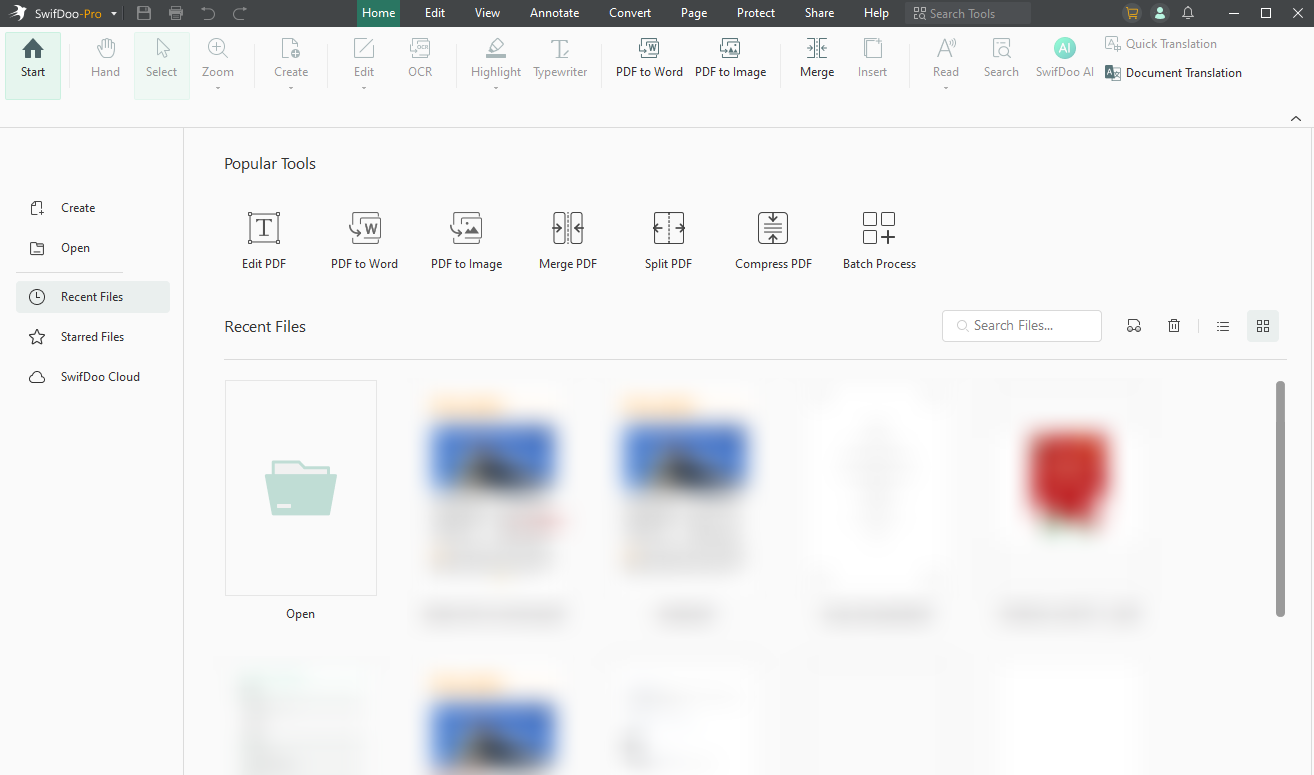 Interface of SwifDoo PDF
