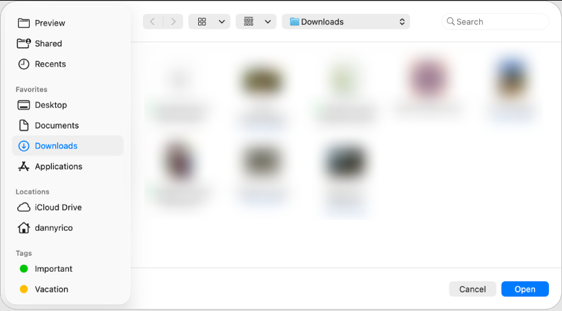 User interface of Preview