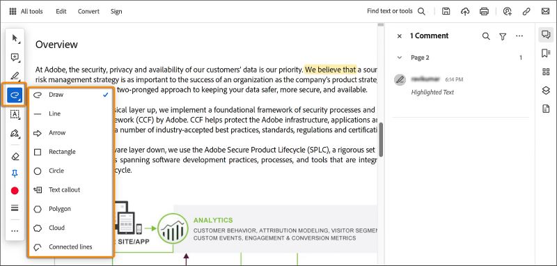 Highlight Area in PDF with Adobe