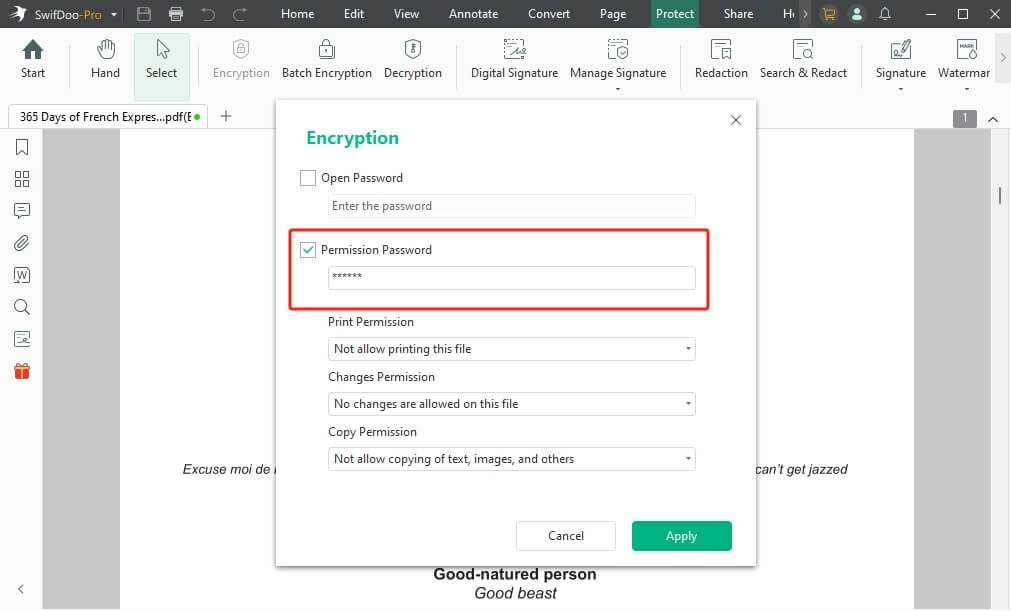 Uncheck Permission Password