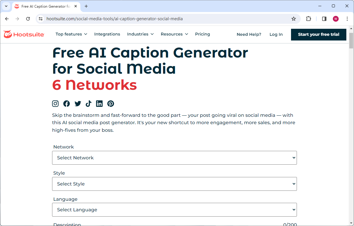 Hootsuite AI Caption Generator Social Media