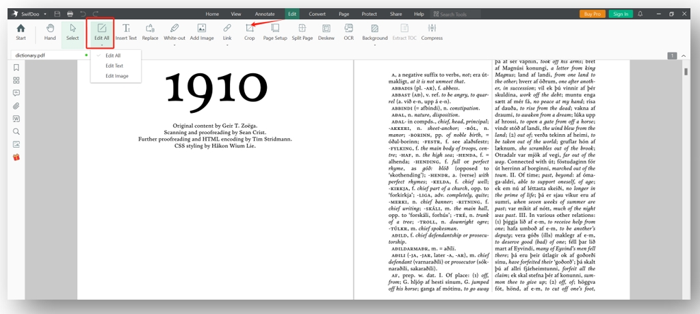 How do I edit a PDF in SwifDoo PDF