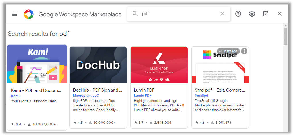 How to access PDF highlighters in Google Workspace Marketplace