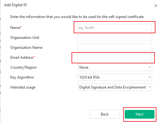 Complete the digital ID information in SwifDoo PDF