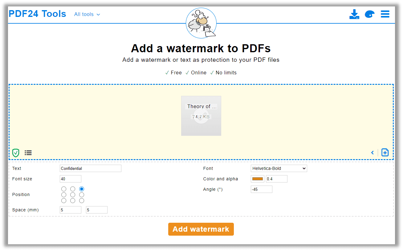 How to add watermark to a PDF online