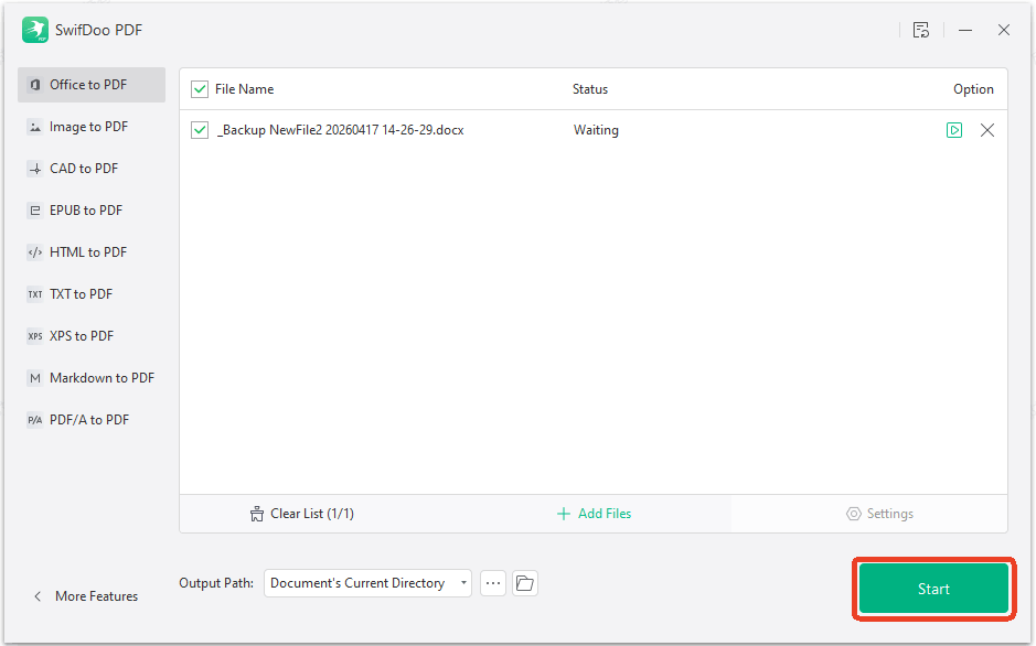 Choose Office to PDF