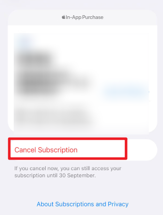 Select Cancel Subscription on your iPhone