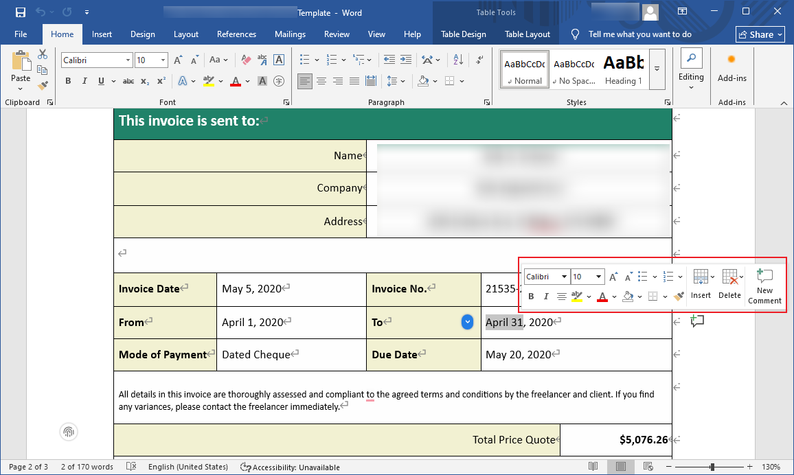 Edit the date text in Microsoft Word