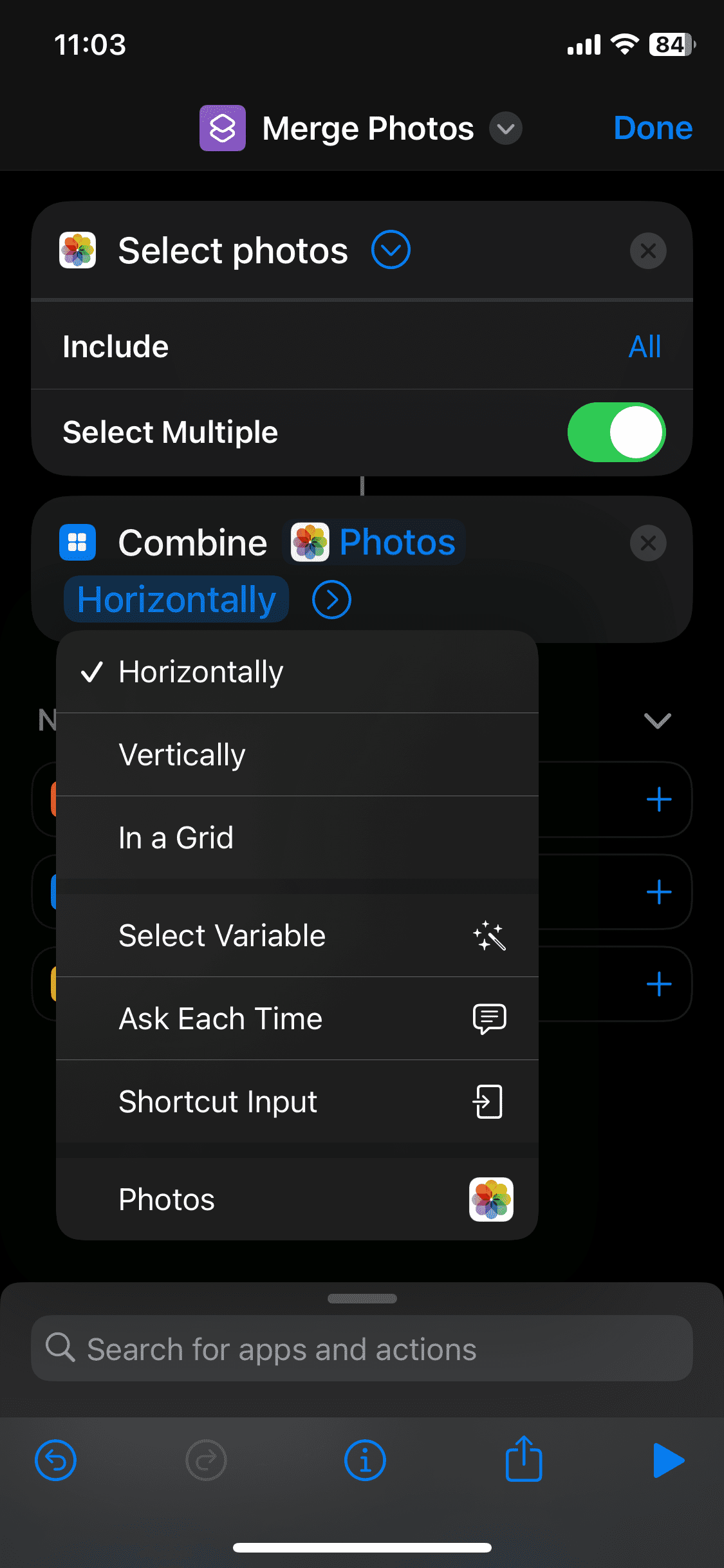 How to change combine photos options on iPhone