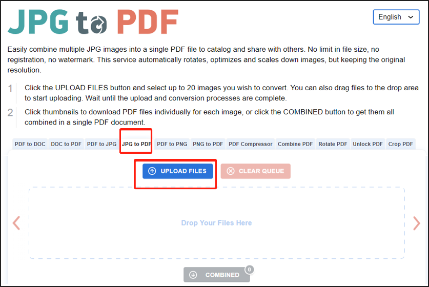 How to combine JPG into one PDF using JPG2PDF