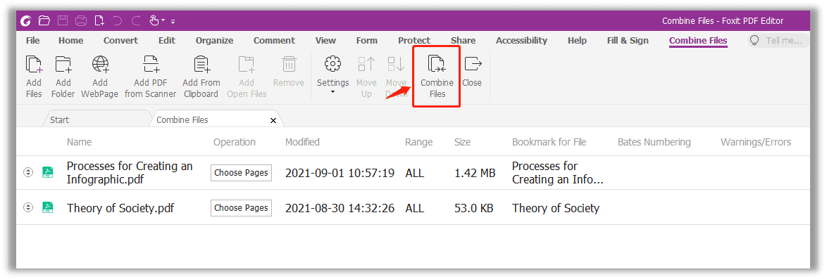 How to combine multiple PDFs into one in Foxit PDF