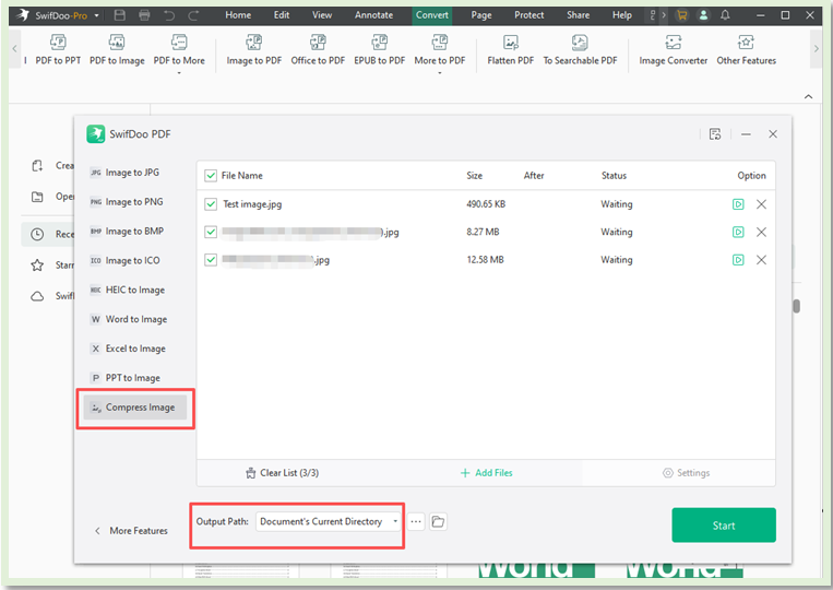 Way 1: Compress JPG Files without Losing Quality Using SwifDoo PDF 2