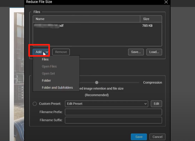 How to Compress a PDF in Bluebeam in batch: Step 2
