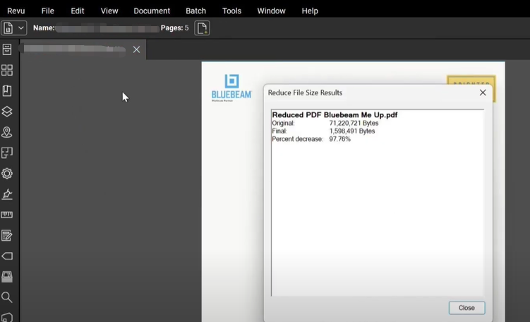 How to Compress a PDF in Bluebeam: Step 4
