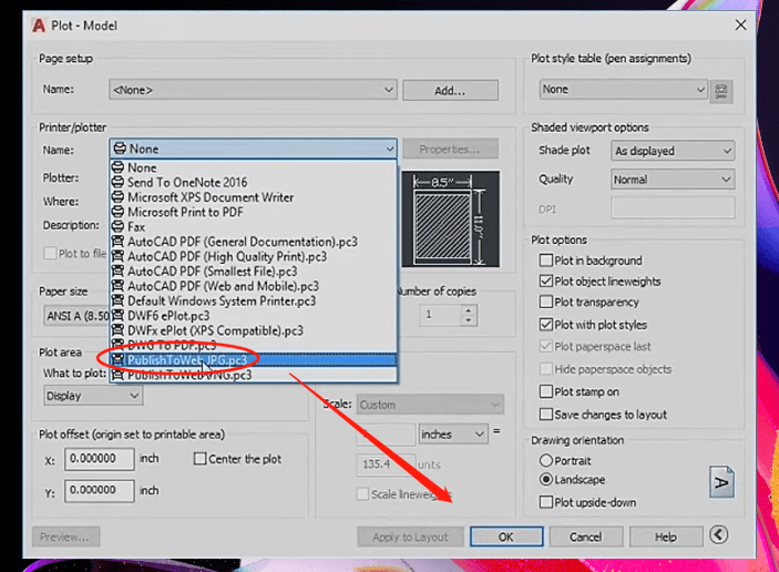 How to convert CAD to JPG in AutoCAD