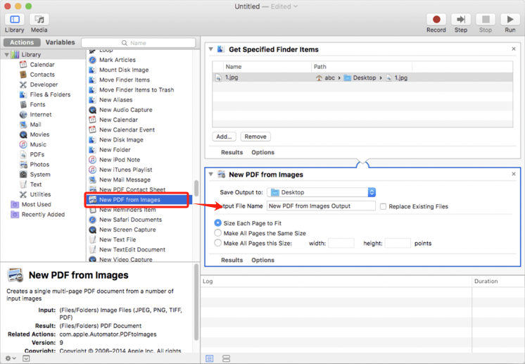 Batch Convert JPG to PDF on Mac Using Automator 2