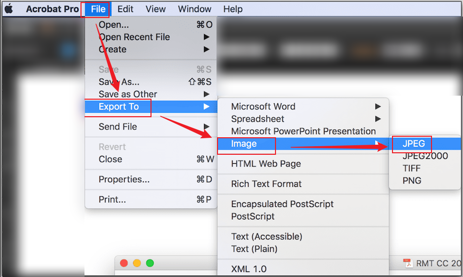 Convert PDF to JPG in Adobe Acrobat Pro
