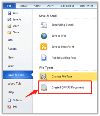 How to convert Word to PDF in Microsoft Word 2010