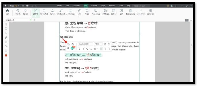 How to copy Sanskrit text from a PDF in SwifDoo PDF
