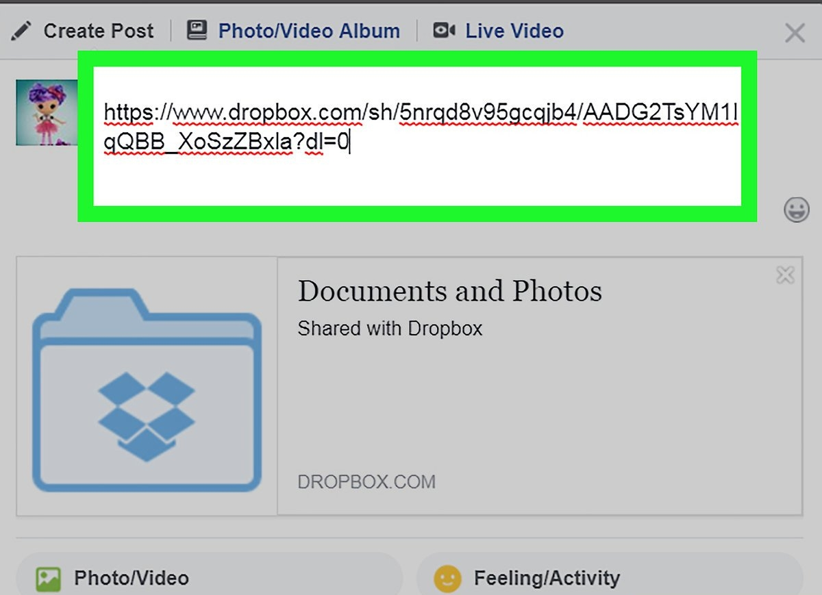 how to create a link for a video in Dropbox