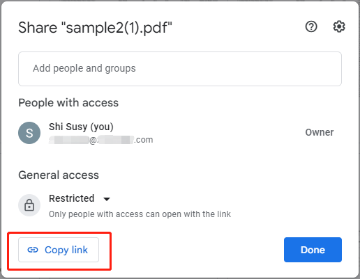 Google ドライブで PDF へのリンクを作成する方法 ステップ 3 |  SwifDoo PDF
