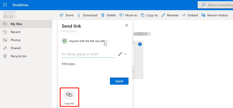 How to create a link to a PDF with OneDrive step 3