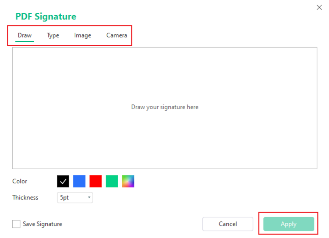 Select an electronic signature type you need in SwifDoo PDF