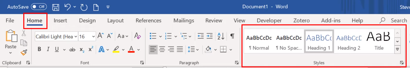 Create a table of contents in Word automatically 1